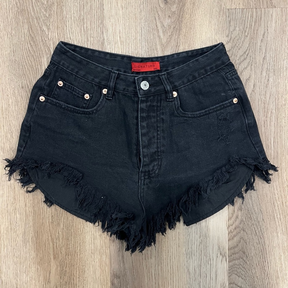 Black high waisted jean shorts
